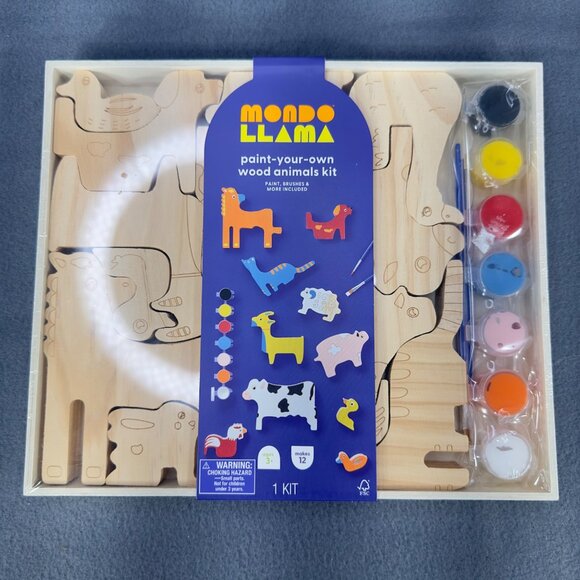 Mondo Llama Other - Mondo Llama Paint-Your-Own Wood Animals Kit With Paints And Brushes New